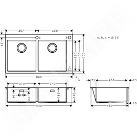 Hansgrohe Éviers - Évier à encastrer S712-F765, inox 43311800