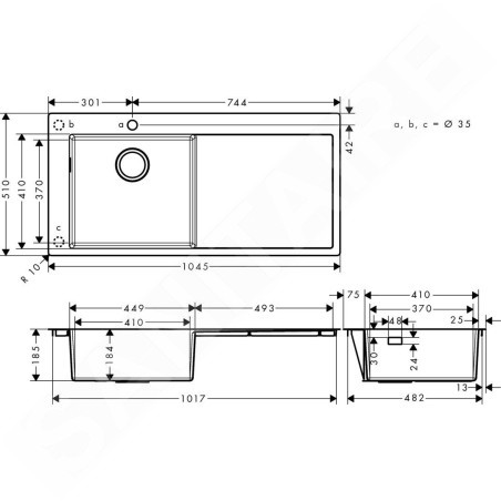 Hansgrohe Éviers - Évier à encastrer S716-F450, inox 43331800