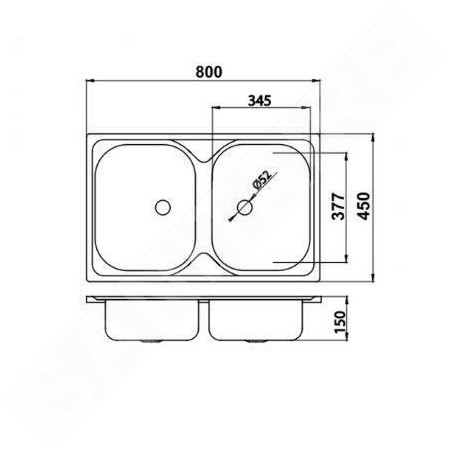 Novaservis Éviers - Évier, 450x800 mm sans trop-plein, inox DR45/80
