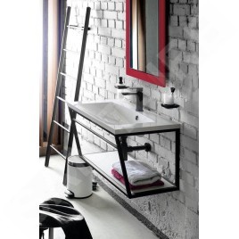 Sapho Ska - Support pour lavabo avec étagère, 1200 mm, blanc mat SKA114