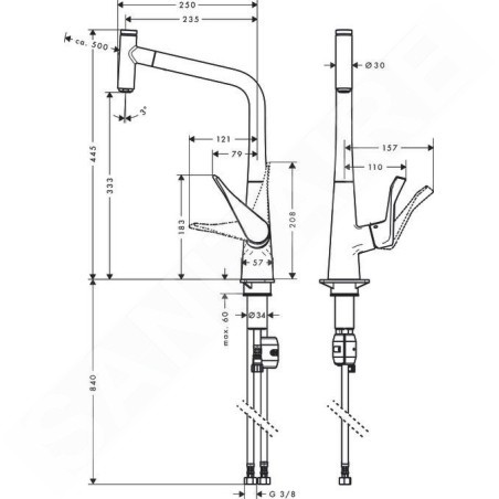 Hansgrohe M71 - Mitigeur d'évier Metris Select, avec bec extractible, EcoSmart, chrome 14786000