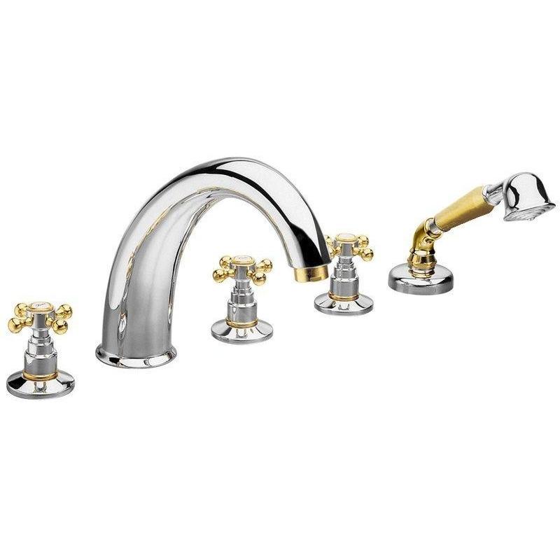 Sapho Antea - Mitigeur pour le bord de baignoire, installation à 5 trous, chrome / doré 3312
