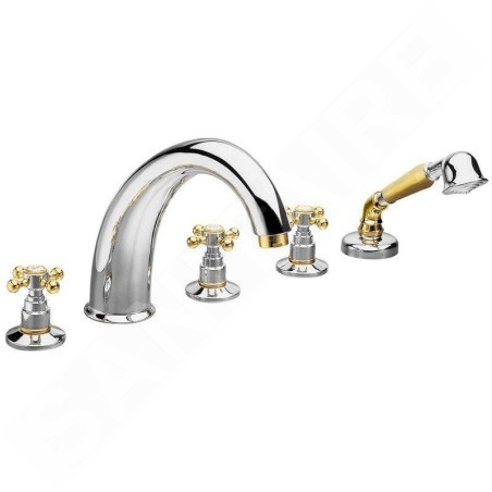 Sapho Antea - Mitigeur pour le bord de baignoire, installation à 5 trous, chrome / doré 3312