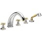 Sapho Antea - Mitigeur pour le bord de baignoire, installation à 5 trous, chrome / doré 3312