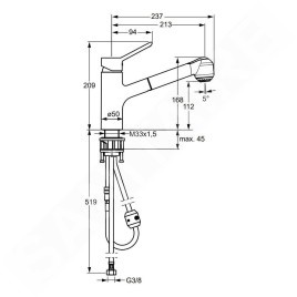 Hansa Primo - Mitigeur d’évier avec douchette extractible, chrome 49522203