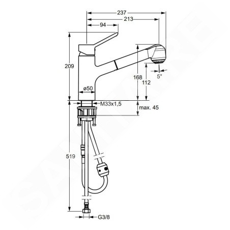 Hansa Primo - Mitigeur d’évier avec douchette extractible, chrome 49522203