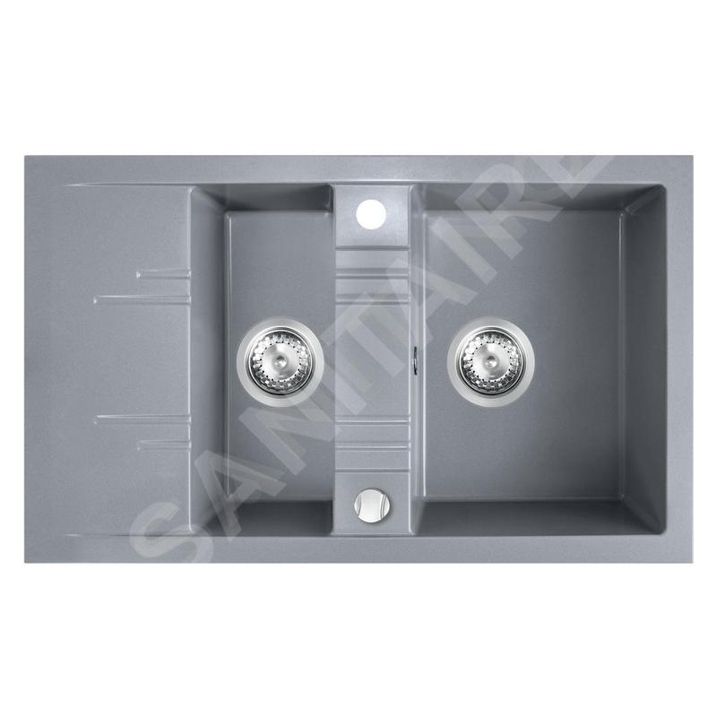 Novaservis Éviers - Evier double en granit 790x480 mm, gris DRGM3/48/79GA Novaservis Éviers - Evier double en granit 790x480 mm, gris DRGM3/48/79GA