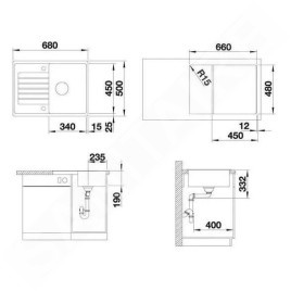 Blanco Zia 45 - Évier en Silgranit, 680x500 mm, Compact, café 524730
