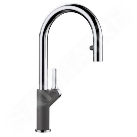 Blanco Carena S - Mitigeur d'évier avec bec extractible, gris rocher/chrome 521359