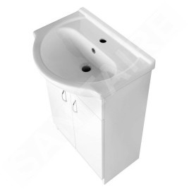 Aqualine Simplex Eco - Armoire lavabo avec lavabo 530x835x307 mm, blanc mat SIME550