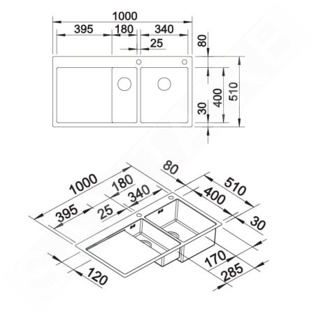 Blanco Claron 6 - Évier 1000x510 mm avec commande excentrique PushControl et égouttoir, inox 521646