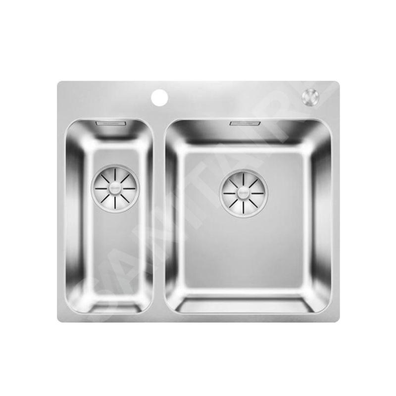 Blanco Solis 340/180 - Évier 585x500 mm avec commande excentrique PushControl, inox brossé 526132 Blanco Solis 340/180 - Évier 585x500 mm avec commande excentrique PushControl, inox brossé 526132