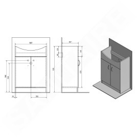 Aqualine Simplex Eco - Armoire lavabo avec lavabo 567x835x307 mm, blanc mat SIME600