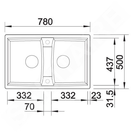 Blanco Lexa 8 - Évier en silgranit, 780x500 mm, noir 525906