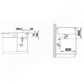 Blanco Axia III 45 - Évier en silgranit, 780x510 mm, avec accessoires, InFino, noir 525841