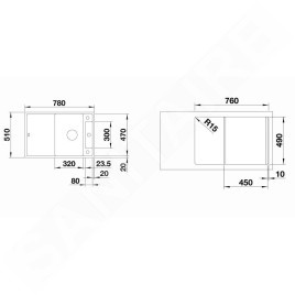 Blanco Axia III 45 - Évier en silgranit, 780x510 mm, avec accessoires, InFino, noir 525840