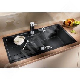 Blanco Metra 5 - Évier en silgranit, 850x490 mm, avec commande de vidage, noir 525921