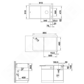 Blanco Axia III 5 - Évier en silgranit, 915x510 mm, avec accessoires, InFino, noir 525845