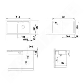 Blanco Zenar 5 - Évier en silgranit, 915x510 mm, InFino, noir 526046