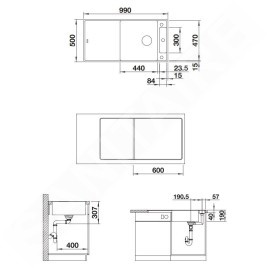 Blanco Axia III XL 6 - Évier en silgranit, 990x500 mm, avec commande de vidage et accessoires, noir 525860