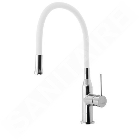 Sapho Sili - Robinet d’évier avec bras flexible, blanc/chrome SR481