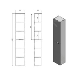 Aqualine Zoja - Armoire 250x1400x200 mm, blanc 51125
