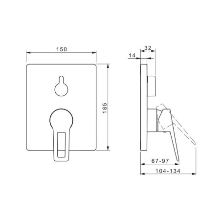 Hansa Twist - Mitigeur de baignoire encastré, avec inverseur pour 2 sorties, chrome 89843085