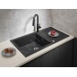 Sapho Éviers - Évier en granite, 970x500 mm, noir GR1614 Sapho Éviers - Évier en granite, 970x500 mm, noir GR1614