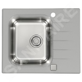 Alveus Altone - Évier 600x500 mm, avec commande de vidage, verre gris / inox 1130526