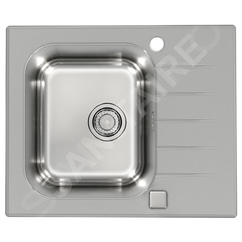 Alveus Altone - Évier 600x500 mm, avec commande de vidage, verre gris / inox 1130526