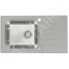 Alveus Altone - Évier 780x435 mm, avec commande de vidage, verre gris / inox 1130528