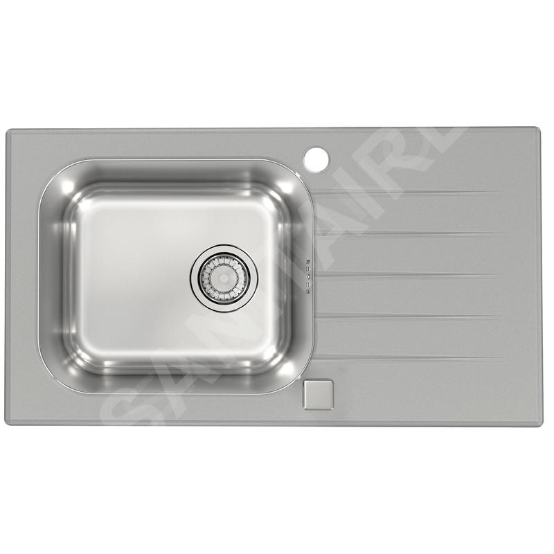 Alveus Altone - Évier 780x435 mm, avec commande de vidage, verre gris / inox 1130528