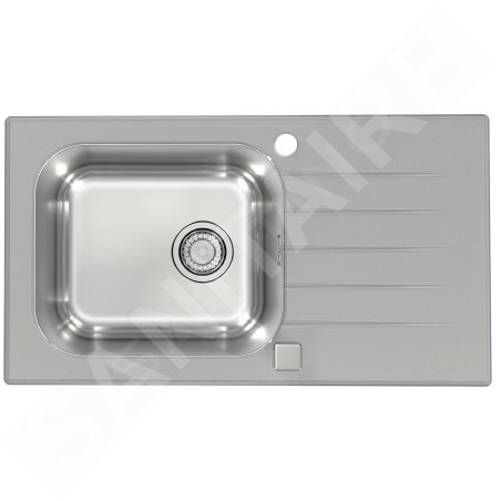 Alveus Altone - Évier 780x435 mm, avec commande de vidage, verre gris / inox 1130528