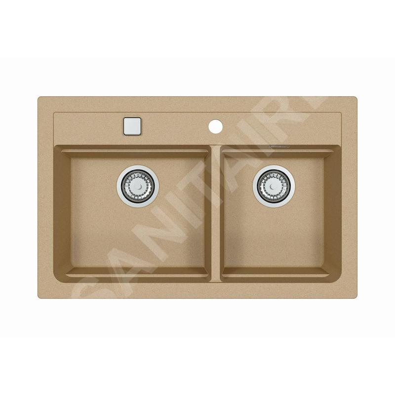 Alveus Atrox - Évier en granit 790x500 mm, avec commande de vidage, beige 1132000
