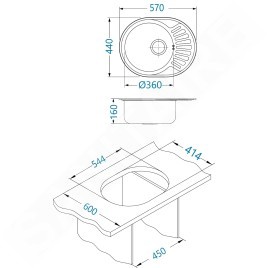Alveus Ciklo - Évier 570x440mm, inox 1123826
