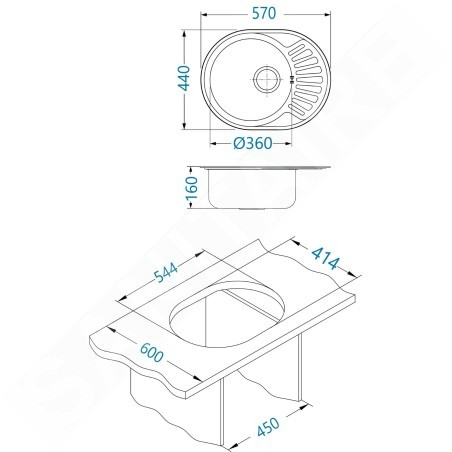 Alveus Ciklo - Évier 570x440mm, inox 1123826