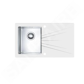 Alveus Karat - Évier 860x500 mm, avec commande de vidage, verre blanc / en inox 1102771