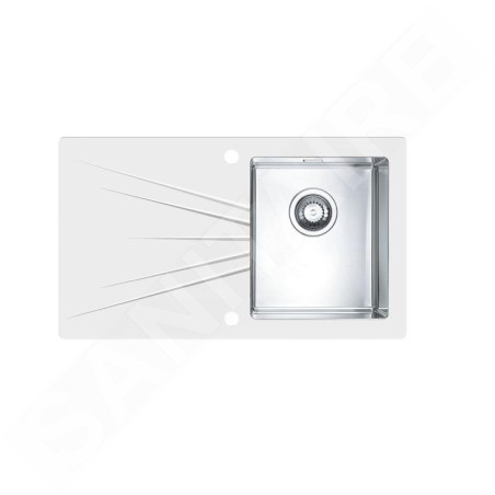 Alveus Karat - Évier 860x500 mm, avec commande de vidage, verre blanc / en inox 1103658