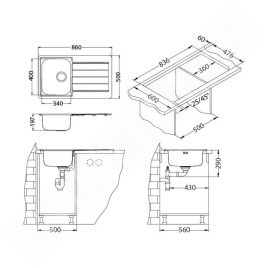 Alveus Line Maxim - Évier 860x500 mm, inox 1089611