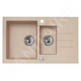 Alveus Rock - Évier en granit 780x480 mm, avec commande de vidage, beige 1090954