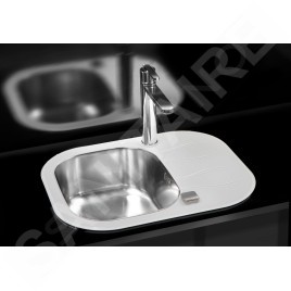 Alveus Wave - Évier 620x500 mm,avec commande de vidage, verre blanc / inox 1102727