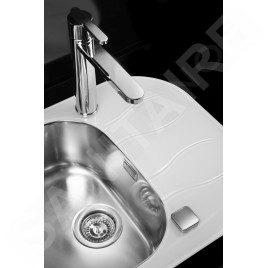 Alveus Wave - Évier 620x500 mm,avec commande de vidage, verre blanc / inox 1102727