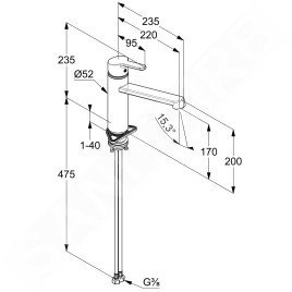 Kludi M2 - Mitigeur d'évier, chrome 595740575