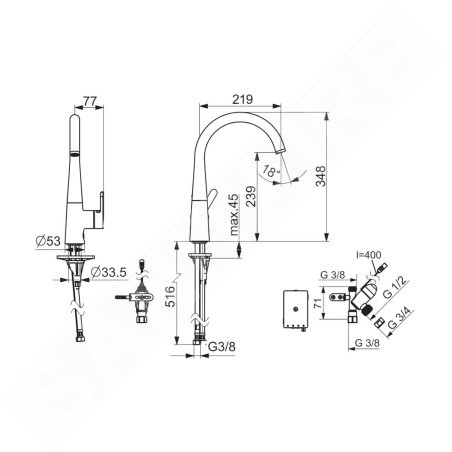 Hansa Designo - Mitigeur d’évier à raccordement multiple, commande électronique, chrome 51382283