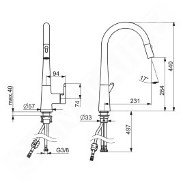 Hansa Designo - Mitigeur d’évier avec douchette extractible, chrome 51362283