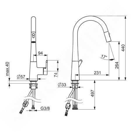 Hansa Designo - Mitigeur d’évier avec douchette extractible, chrome 51362283