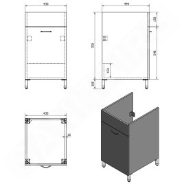 Aqualine Keramia Fresh - Meuble sous évier 430x700x478 mm, blanc 57034