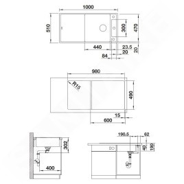 Blanco Axia III XL 6 - Évier en silgranite, 1000x510 mm, avec accessoires, InFino, café 523519