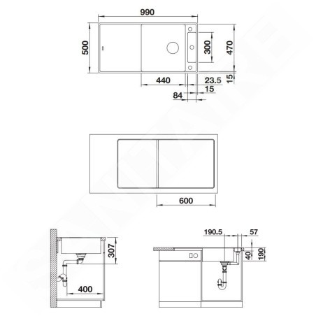 Blanco Axia III XL 6 - Évier en silgranite, 990x500 mm, avec accessoires, InFino, anthracite 523526