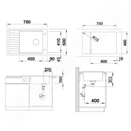 Blanco Elon XL 6 - Évier en silgranite, 780x500 mm, avec accessoires, InFino, tartufo 524841